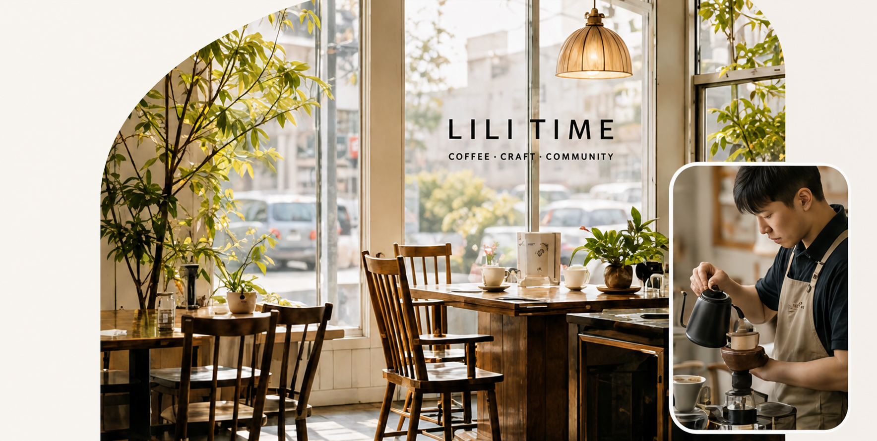 LiLi Time 温暖的咖啡厅和正在冲煮咖啡的伙伴
